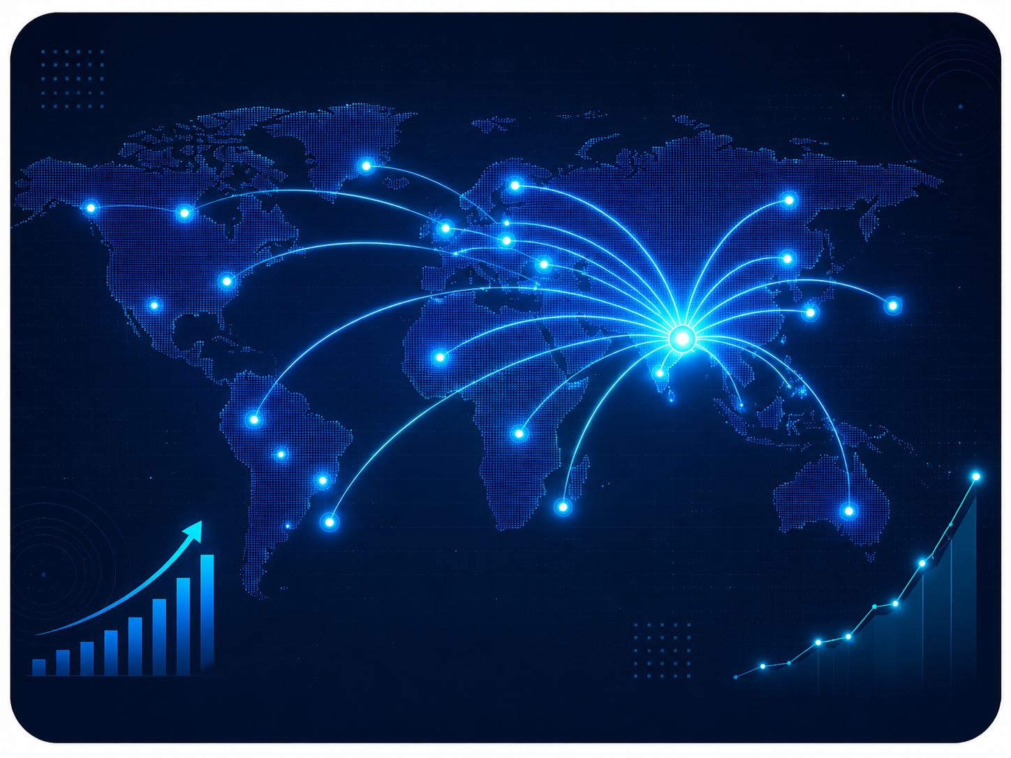 Worldwide business network and growth visualization